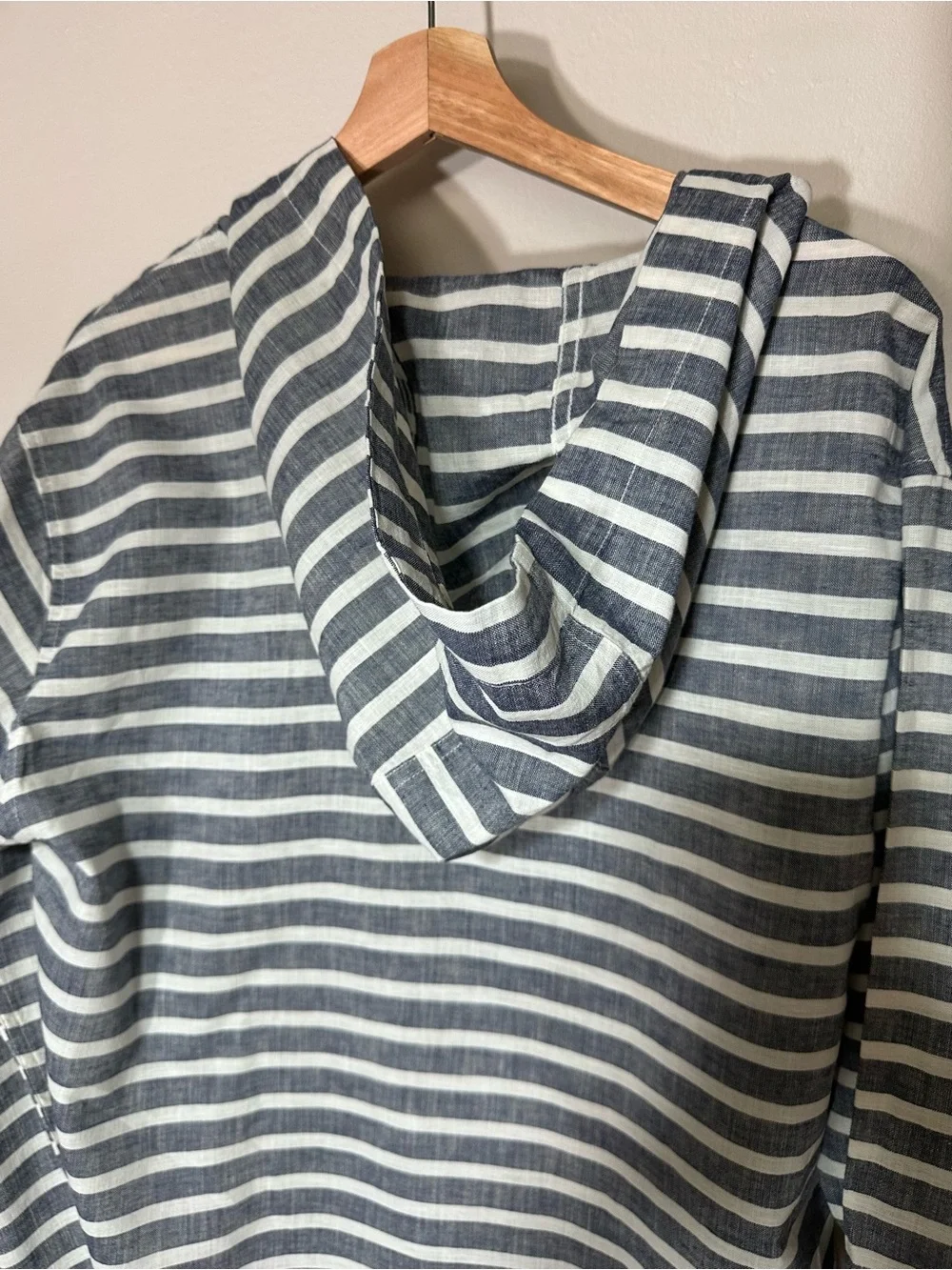 J. Crew Blue and White Striped Hooded Pullover